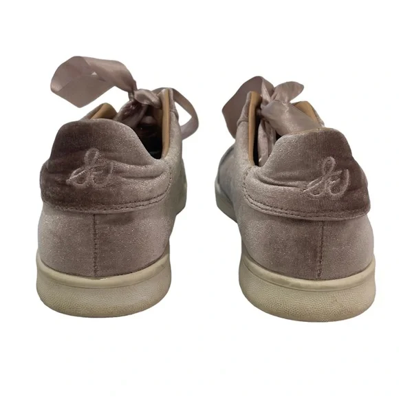 SAM EDELMAN Marlow Blush Velvet Sneakers Tie Shoes 8.5 - Picture 4 of 7